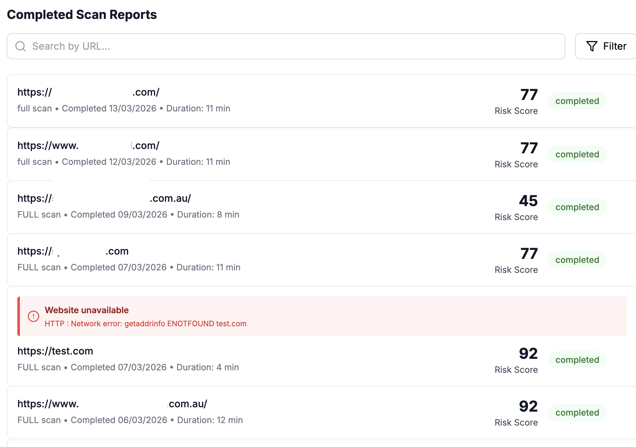 Biz Secure Online enterprise dashboard